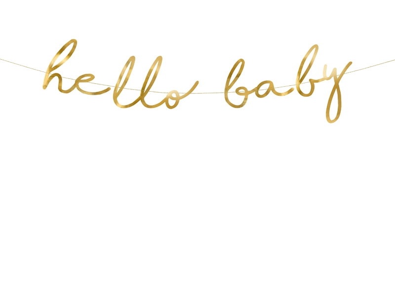 Baner Little Star – Hello Baby, złoty, 18x70cm