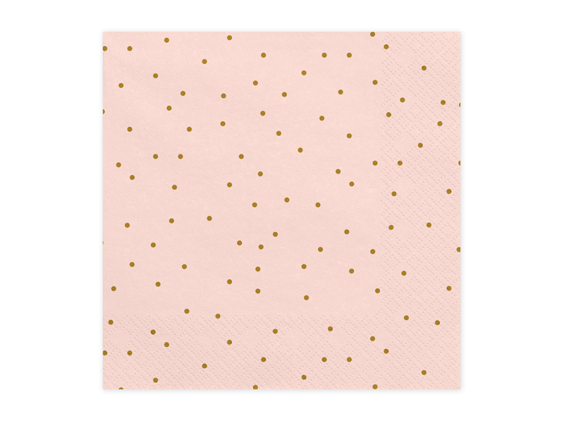 Serwetki Kropeczki, różowy, 33×33 cm