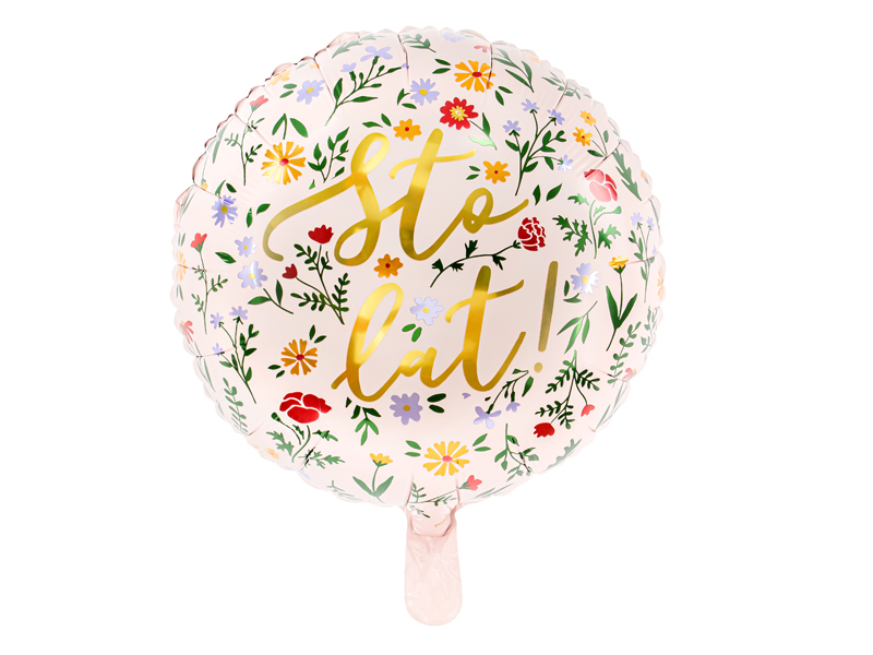 balon foliowy sto lat w kwiaty