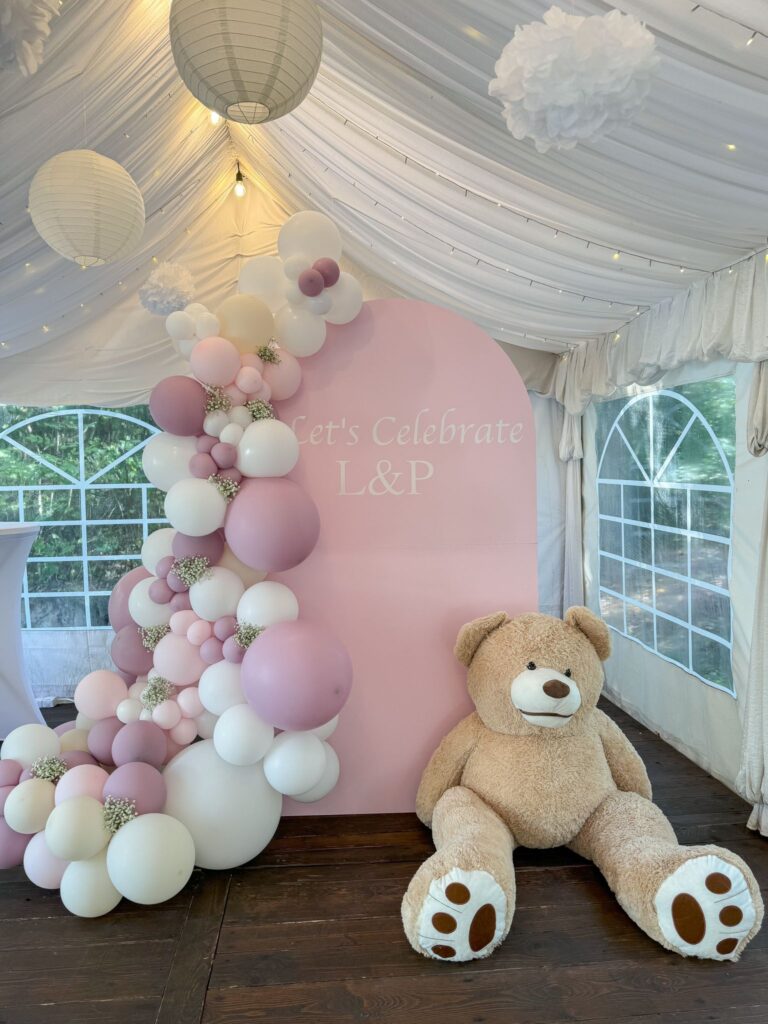 scianka roczek rozowa z misiem